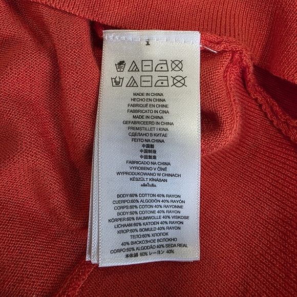 Michael Kors Red And Gold Studded Accent Long Sleeve V Neck Sweater Size Small - Picture 6 of 6